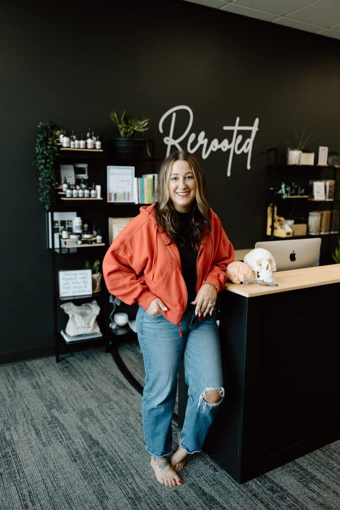 Portrait of Dr. Jess for ReRooted Wellness in Sioux Falls, SD and Rock Rapids, IA.